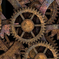 rusted metal gears